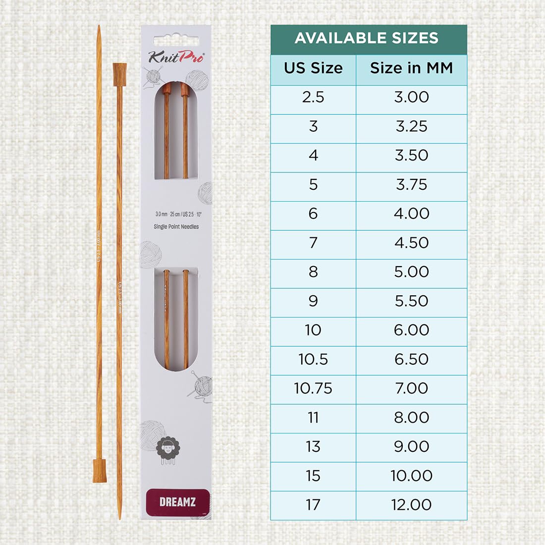 KnitPro Dreamz Single Pointed Needles 10" (25cm), Yellow Topaz, 3.00mm - Image 4