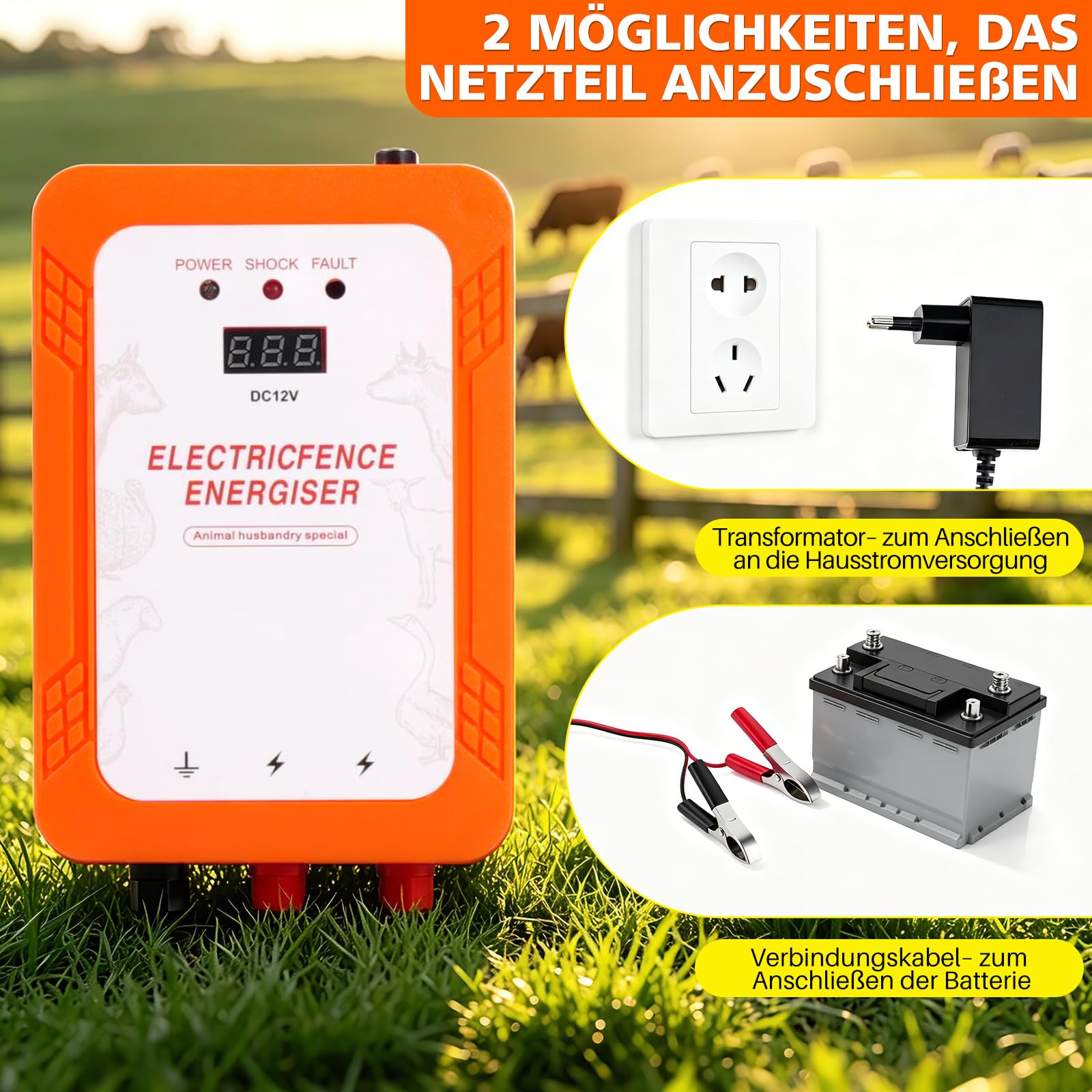 Elektryczne urządzenie do pobierania łąk, 12 V, dokładność odczytu, elektroniczne urządzenie ogrodzeniowe dla psów, kóz, owiec, koni, kurczaków, łatwy w instalacji