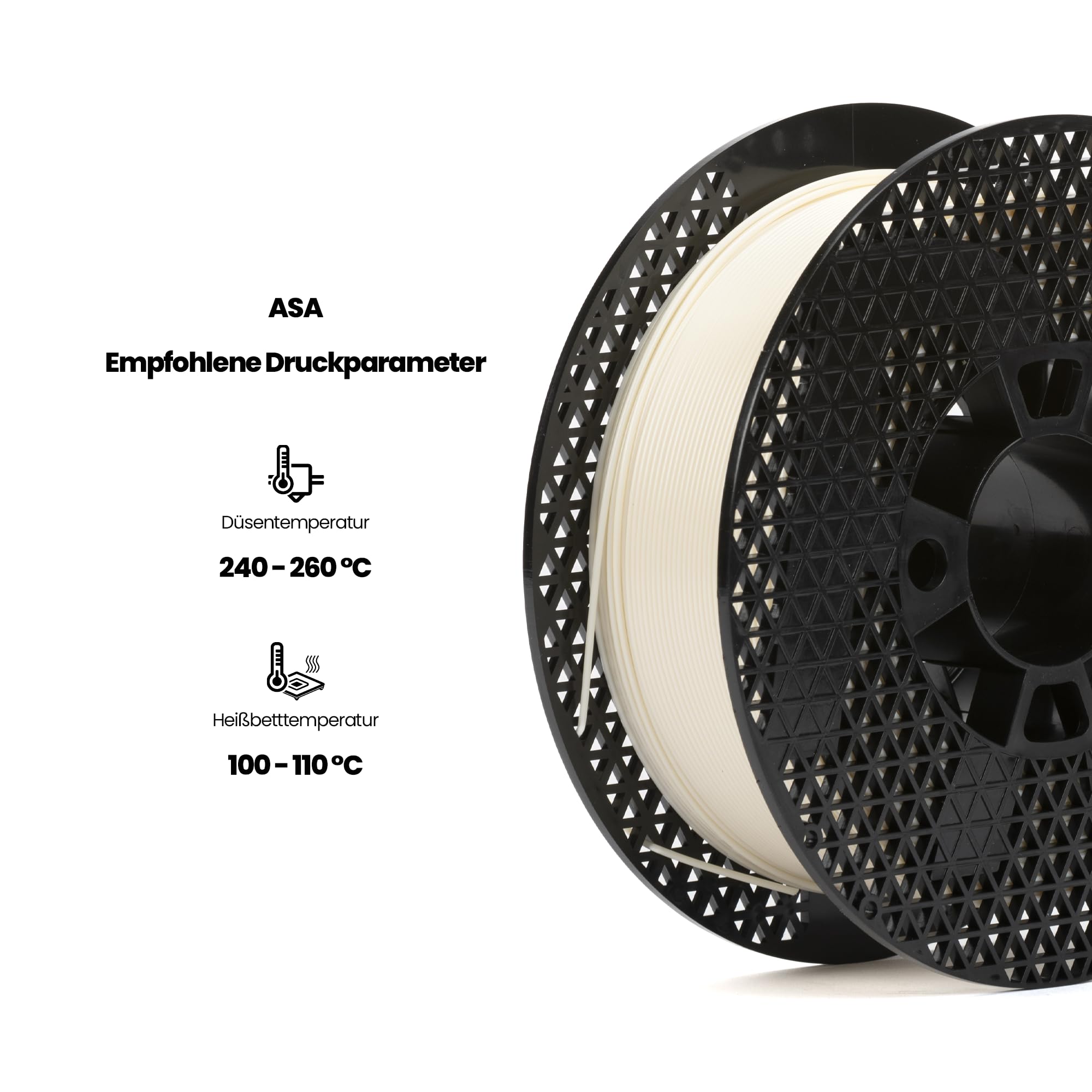Filament-PM ASA Natural, 1,75 mm, 0,75 kg de filamento de alta calidad fabricado en la UE.