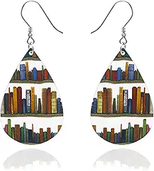 Presentes para professores, lápis de gato, bibliotecário, professor, brincos para amantes de livros, presente para professores, estudantes, mulheres, presentes de agradecimento a professores