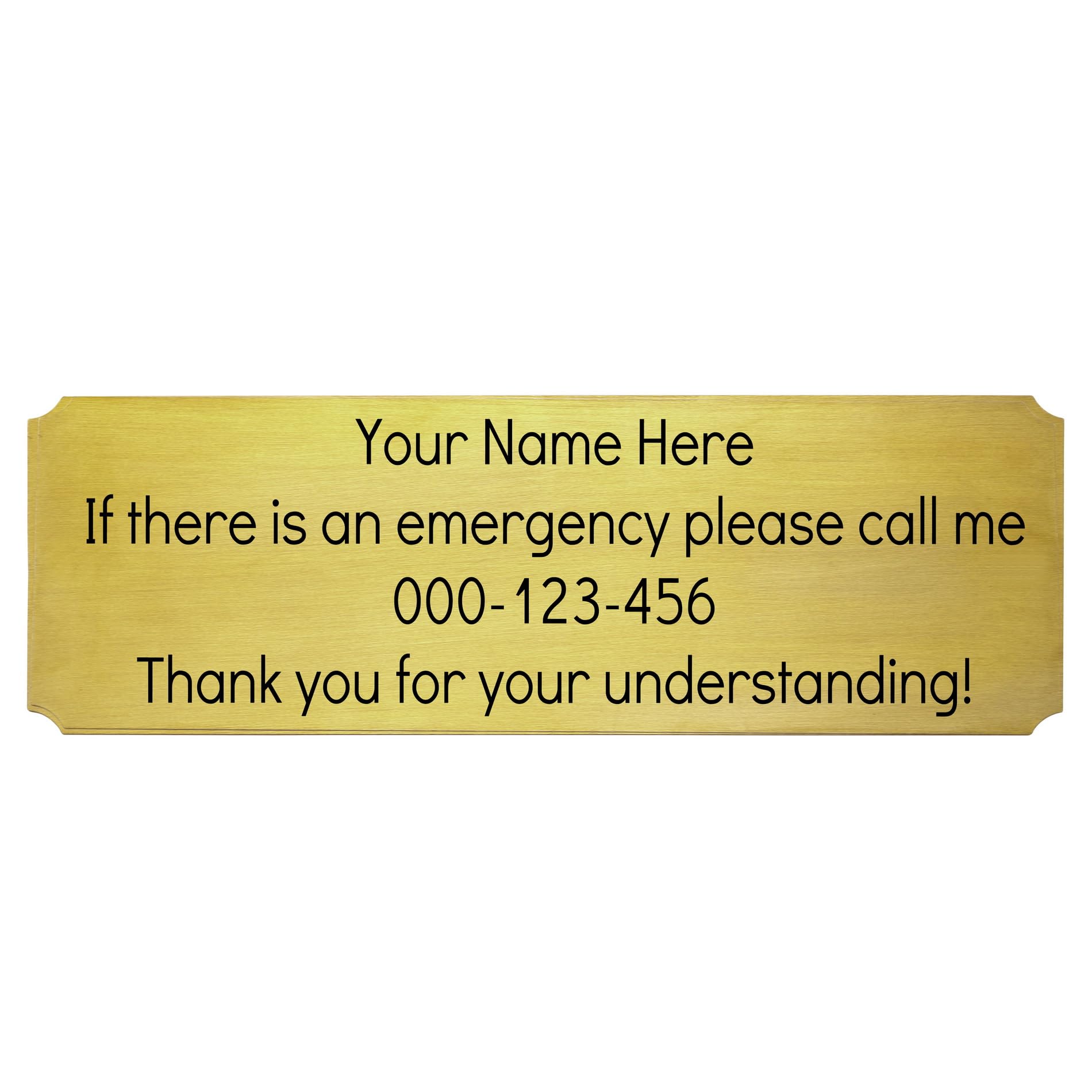 OTXIXTO Plaques Personalized Engraved Name Plates for Office Desks Door Wall Trophy Custom Metal Plate with Adhesive Backing (Gold, Notched Corner, 6" x 2")