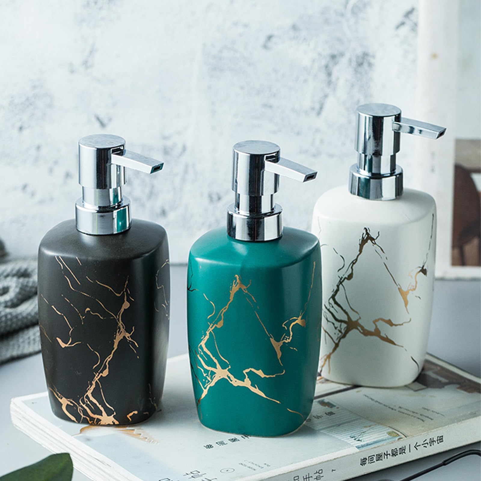Dispenser di Sapone in ceramica/350ml,Pompa a Bottiglia,Distributore di emulsione,Distributore di igienizzante Mani,Utilizzato in lozioni,lavaggi per Il Corpo,disinfettanti per Le Mani