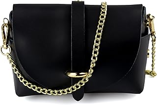 Piccola Borsa a Tracolla-Borsetta a Spalla Donna Catena-Borsa in VERA PELLE-MADE in ITALY-Clutch Borsetta Pochette Messenger Crossbody Bag Ragazza Donna
