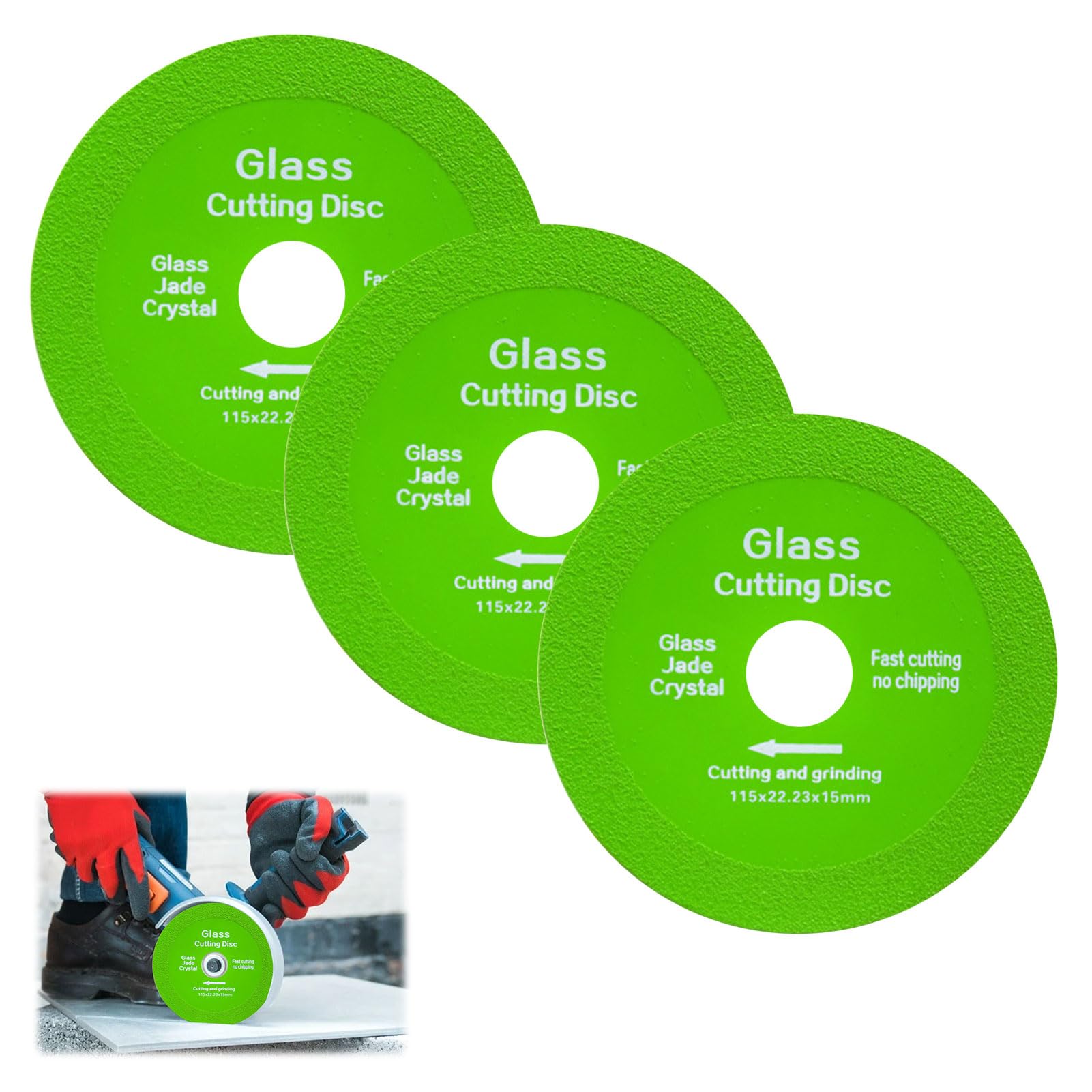 3 PCS Glass Cutting Disc Set,Tile Cutting Blade 115MM,Tile Cutting Disc for Angle Grinder for for Rock Slabs Ceramics Glass Marble,Diamond Cutting Discs for Angle Grinder