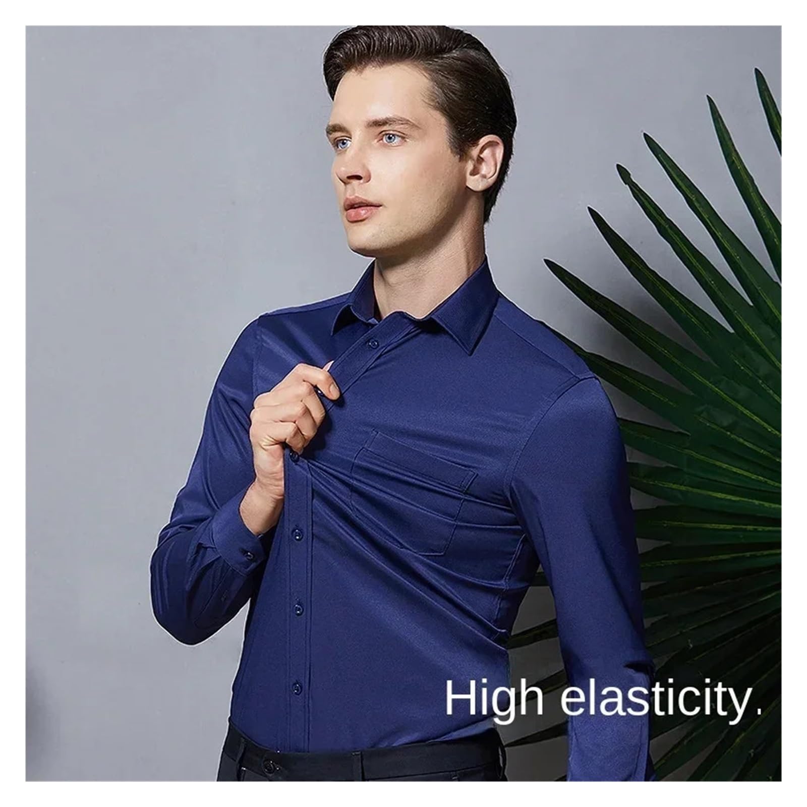 Camicia Elastica a Maniche Lunghe da Uomo, Non stirabile, for Abbigliamento Professionale Lavoro Camicia da Lavoro Uomo