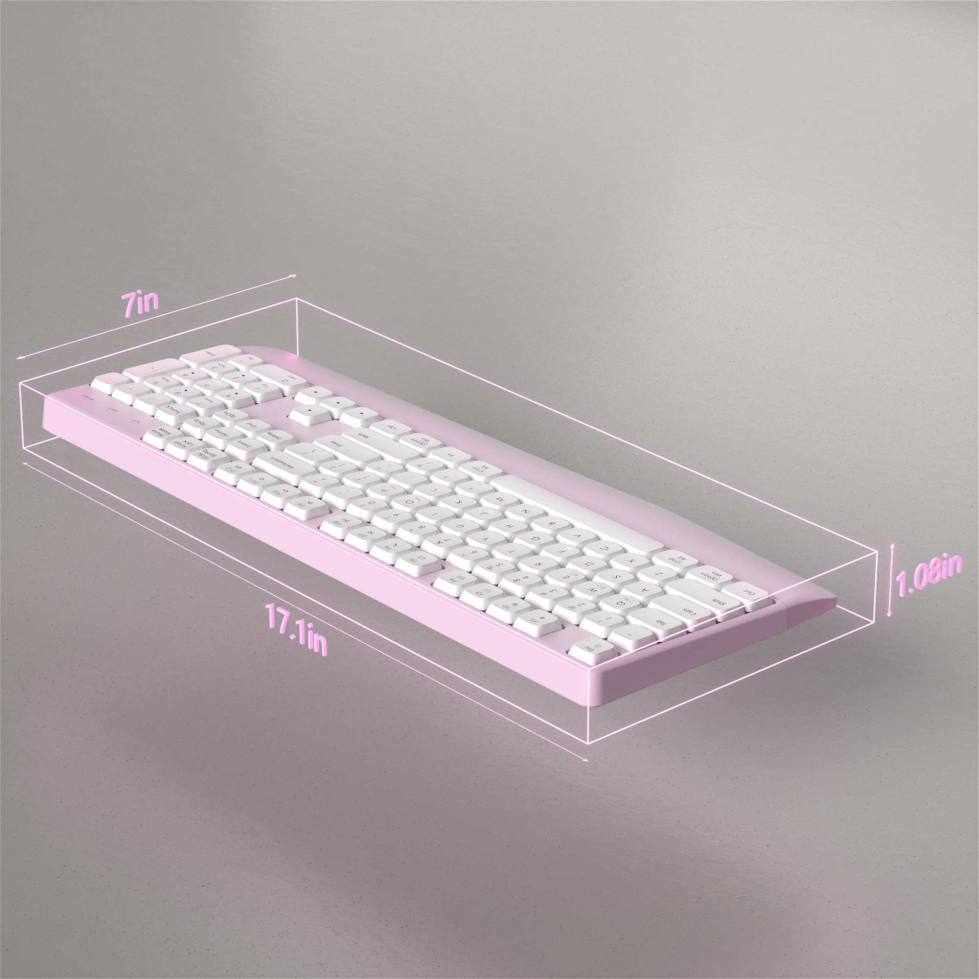 Tastiera Bluetooth senza fili, tastiera ergonomica con poggiapolsi, compatibile con PC/laptop/Windows/Mac, per uso domestico e ufficio (bianco e rosa)