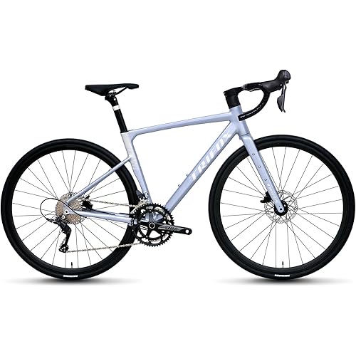 TRIFOX Super Light Road Bike with Carbon Fiber Fork,Aircraft-Grade Aluminum Frame,Lightweight Racing Bicycle with S-Ride Shift Groupset 22-Speed,Double Hydraulic Oil Disc Brake Bike and 700C Wheels