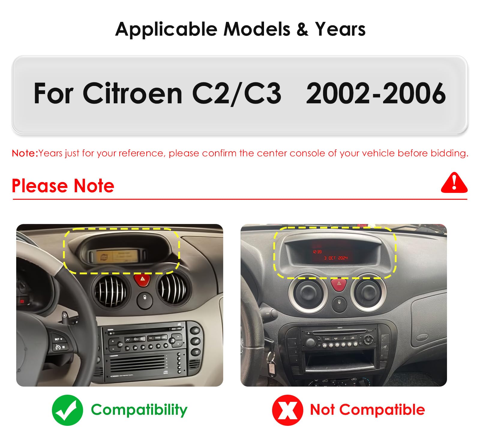 Ossuret Radio samochodowe do Citroën C2/C3 2002-2006, 9-calowy Android 13 ekran dotykowy 2 + 64 GB nawigacja GPS z funkcją Android Auto WiFi, Bluetooth, USB