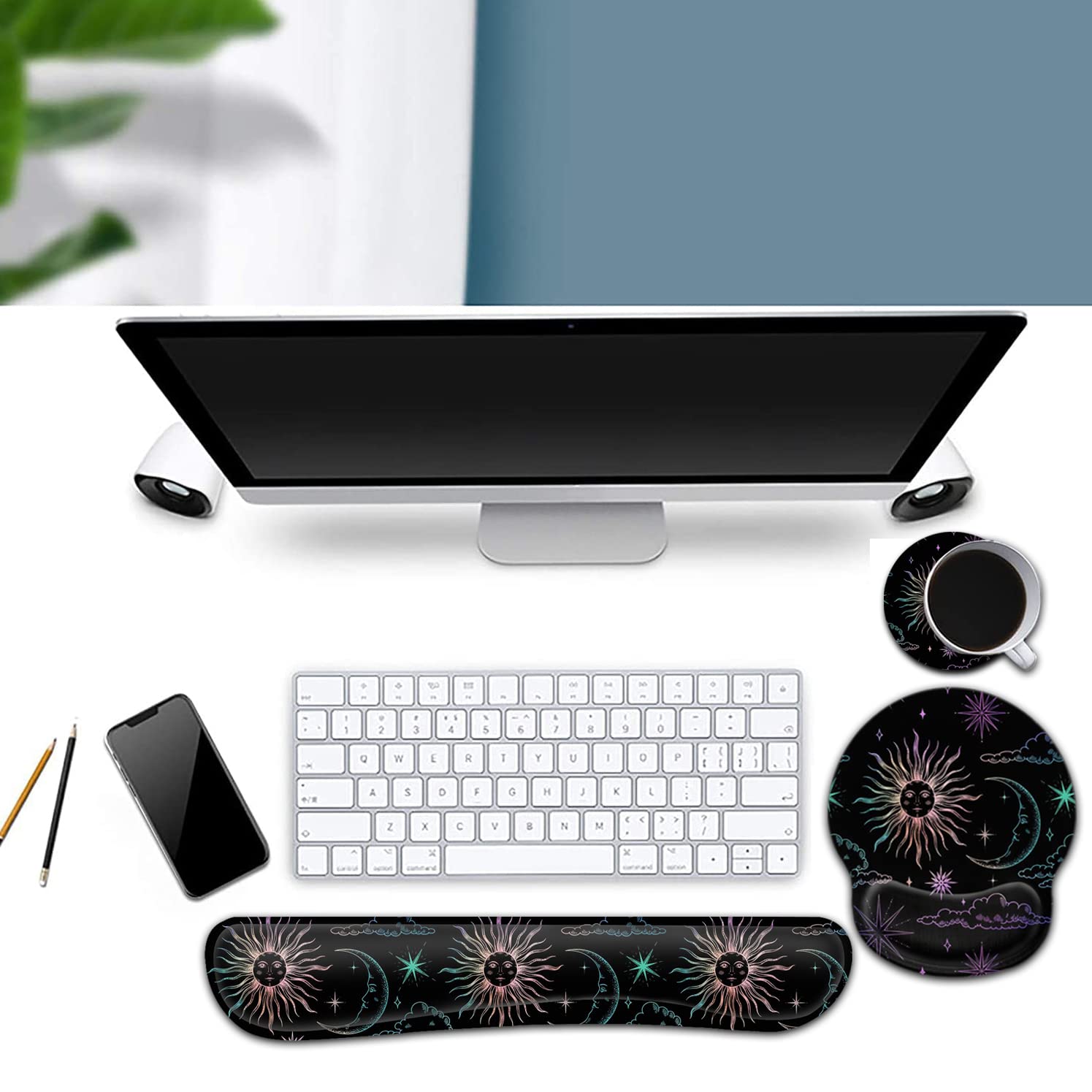 Tappetino per mouse ergonomico con supporto per il polso in gel e poggiapolsi in memory foam, per computer da gioco, ufficio, laptop, facile digitazione, tappetino per mouse wireless, simpatico motivo