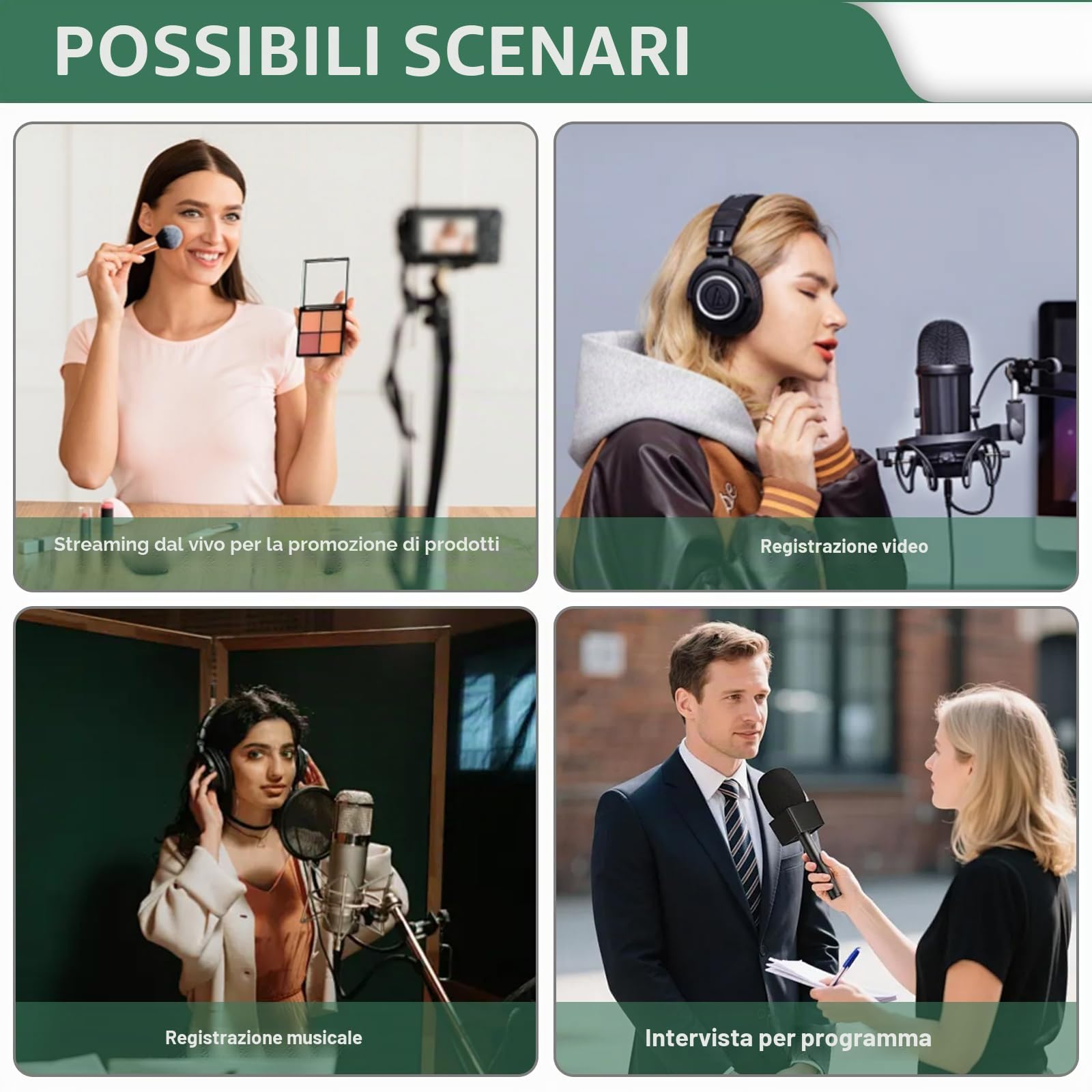 Trasmettitore/ricevitore XLR wireless per microfono, 2,4 GHz, da 1 a 2 UHF, trasmettitore/ricevitore wireless per microfoni dinamici e a condensatore, mixer audio, 50 m, adattatore per microfono