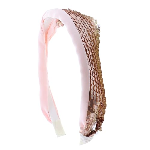 Miniatura 5 de Motique Accessories Elegante diadema de lentejuelas de satén medio y medio para niñas y mujeres, color dorado