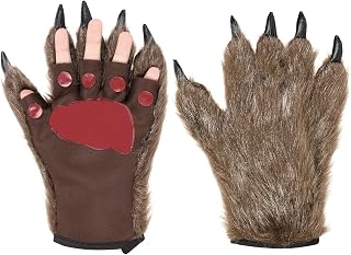 IBLUELOVER Faux Fur Animal Paw Gloves Werewolf Hairy Hands Halloween Costume Wolf Gloves Gorilla Bear Claw Glove Party Props