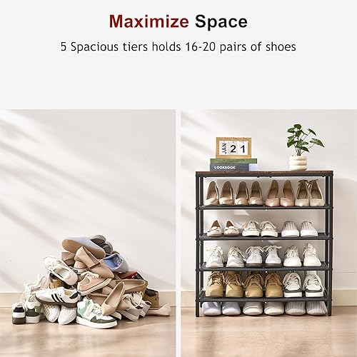 Miniatura 6 de habgp Zapatero para entrada, organizador de zapatos de 5 niveles para armario, con capacidad para 16-20 pares de zapatos, almacenamiento de zapatos