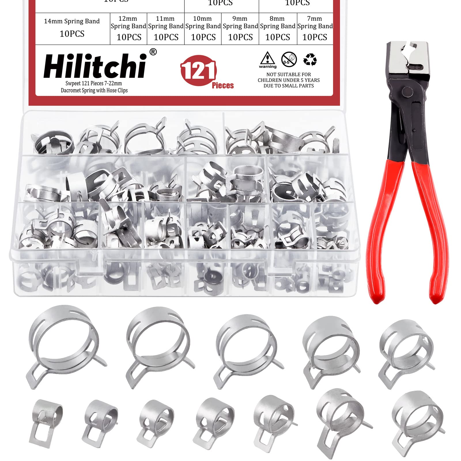 Pince de serrage et colliers à ressort en acier durable pour durite de vide Hilitchi