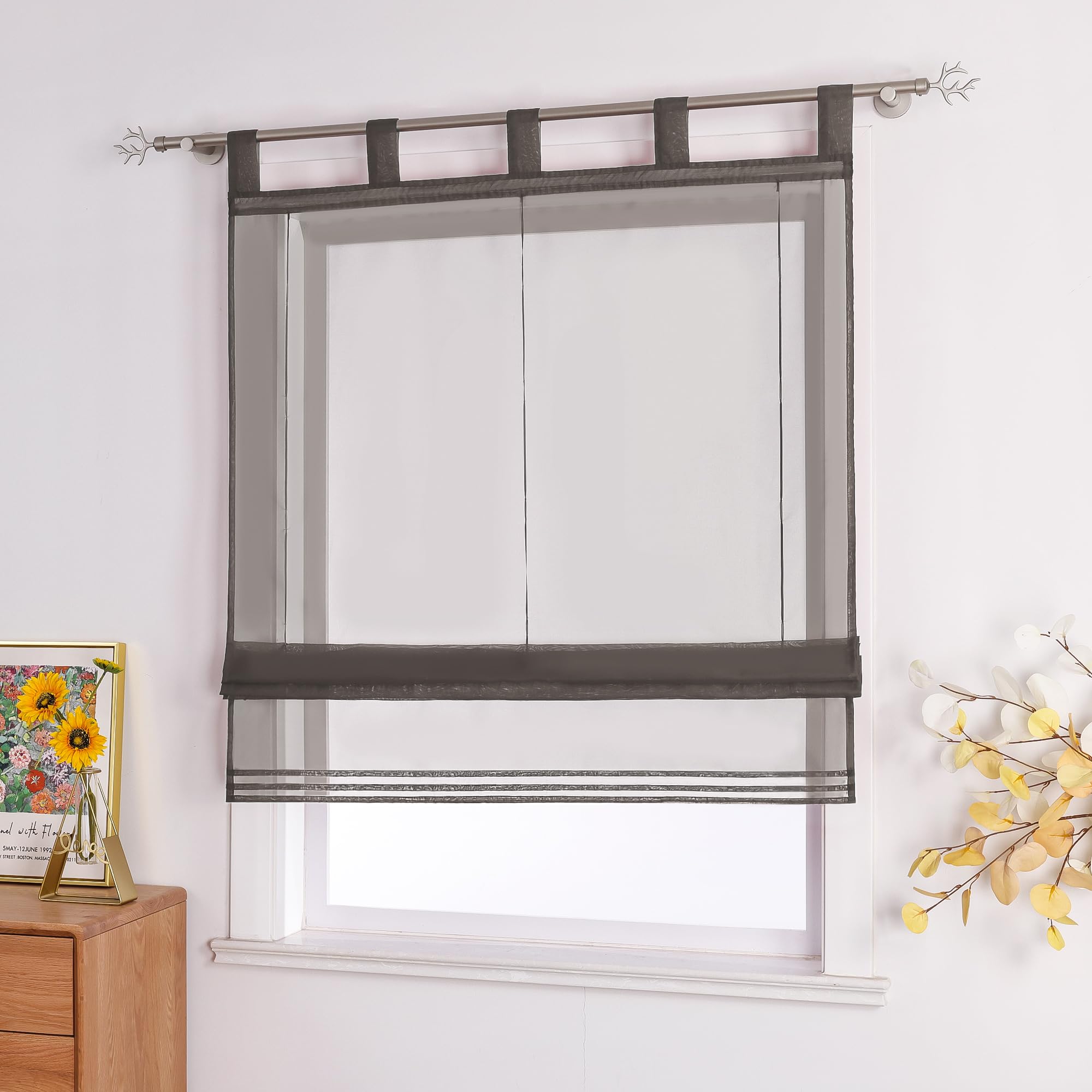 Tenda coprente Palmista grigio fettuccia con passanti nascosti 140x280