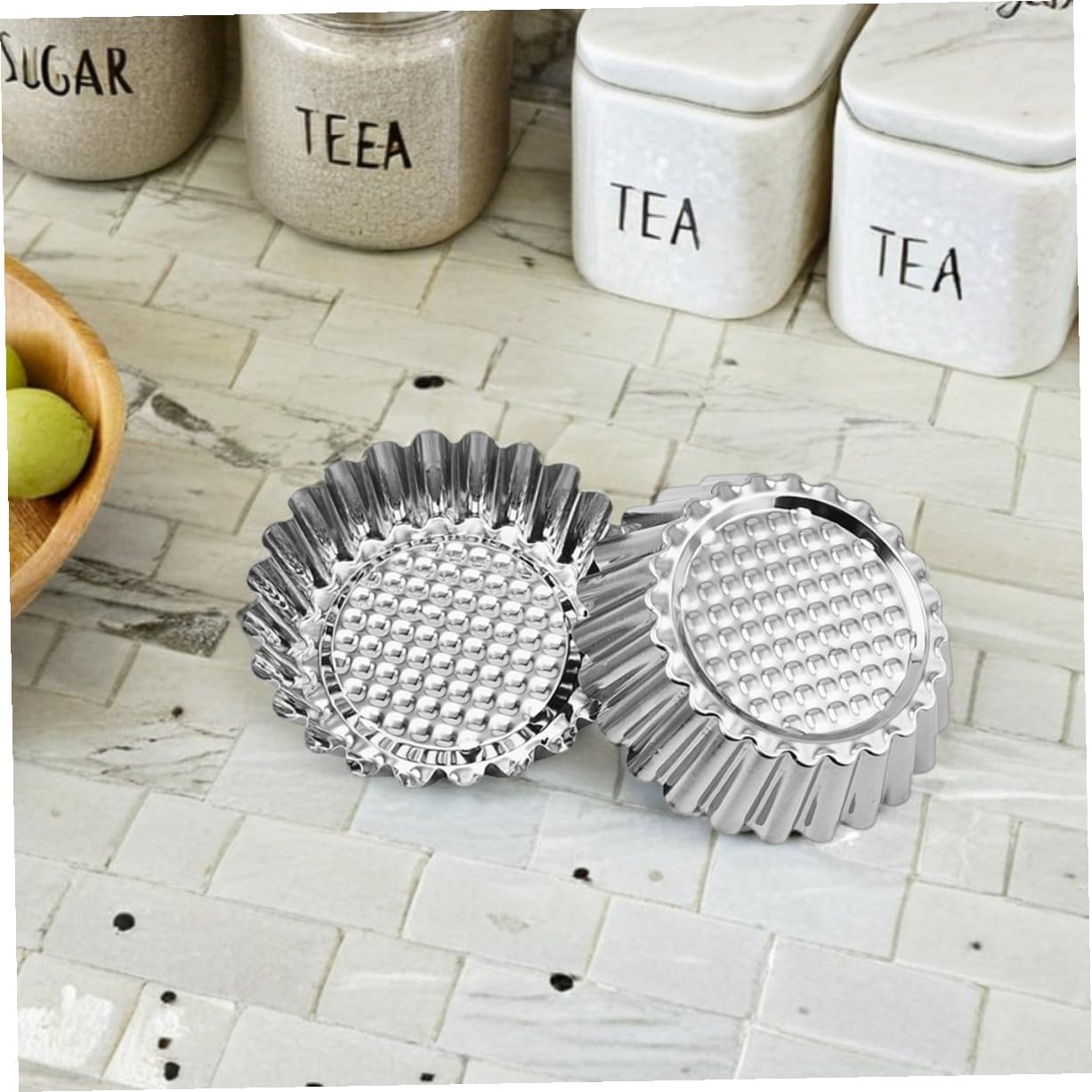 Amosfun Moule à Tartelettes aux Œufs Rond 30 Pièces en Acier Inoxydable
