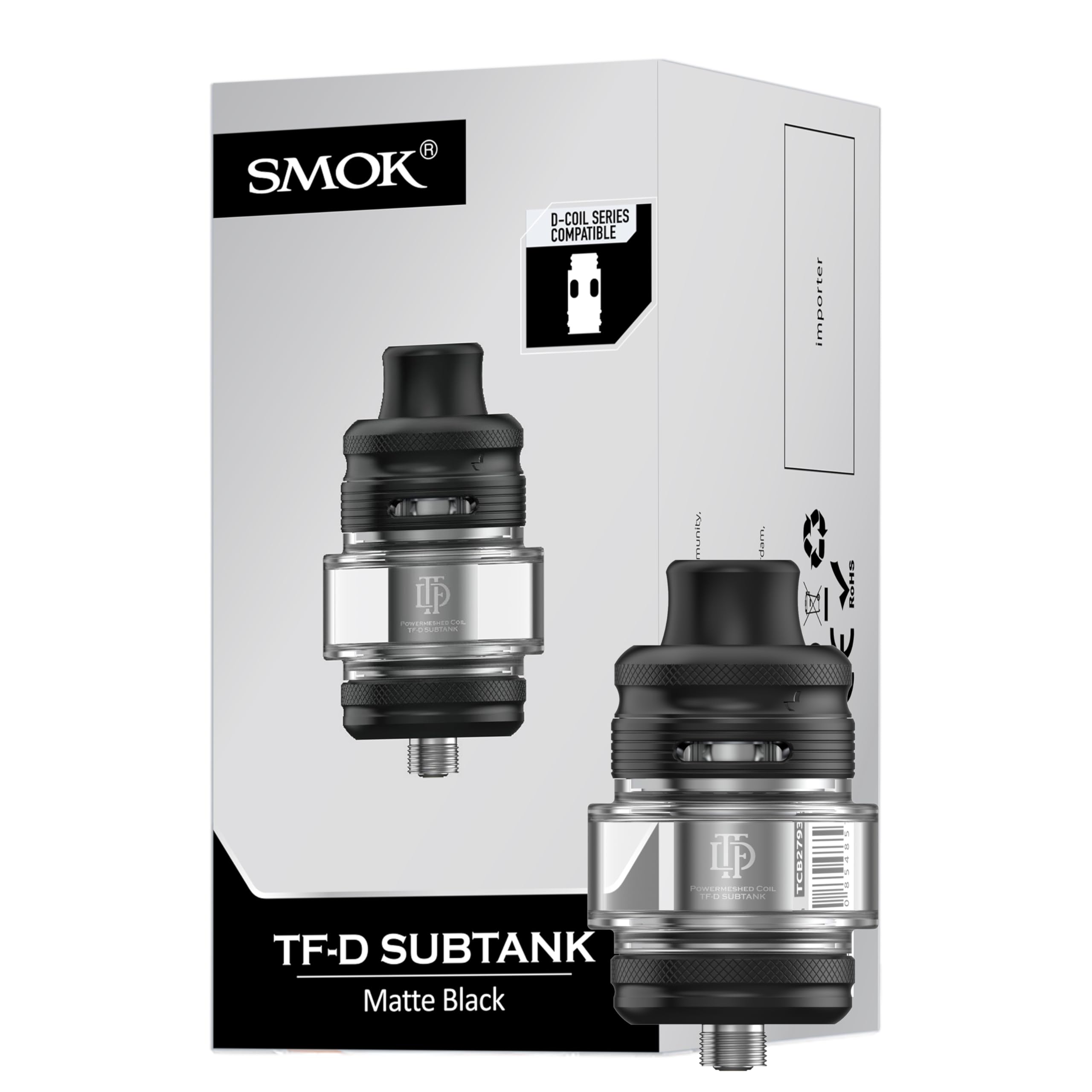 SMOK TF-D Subtank 5.5ml Top-Fill Top-Airflow Vierfaches Auslaufschutzdesign  Kompatibel mit D-Coil Serie Mesh Struktur E-Zigarette Ohne Nikotin Schwarz  Matt: Amazon.de: Elektronik & Foto
