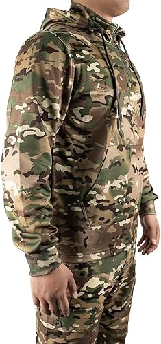 Miniatura 3 de LOOGU Sudadera con capucha de camuflaje para hombre, forro polar, con bolsillo de canguro para caza, senderismo, pesca
