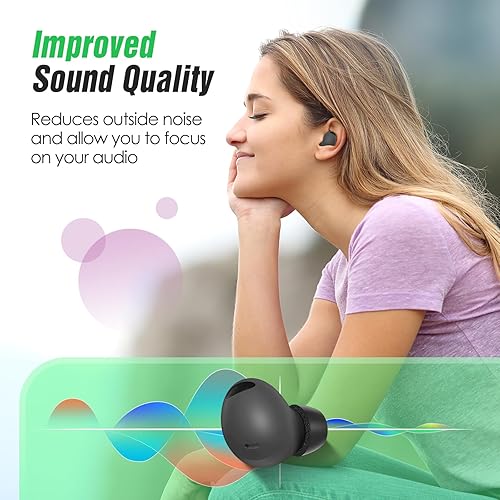 Miniatura 7 de Puntas de espuma viscoelástica para Samsung Galaxy Buds 2 Pro, sin dolor de silicona en las orejas, almohadillas de repuesto antideslizantes, cabe