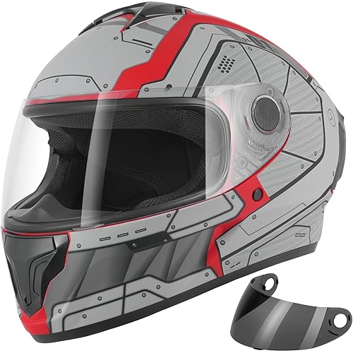 Spark Adults Full Face Motorcycle Helmet for Street Bike - DOT Certified Motorcycle Helmets with Advanced Ventilation & Quick Release, Lightweight ABS Shell for Commuting & Touring