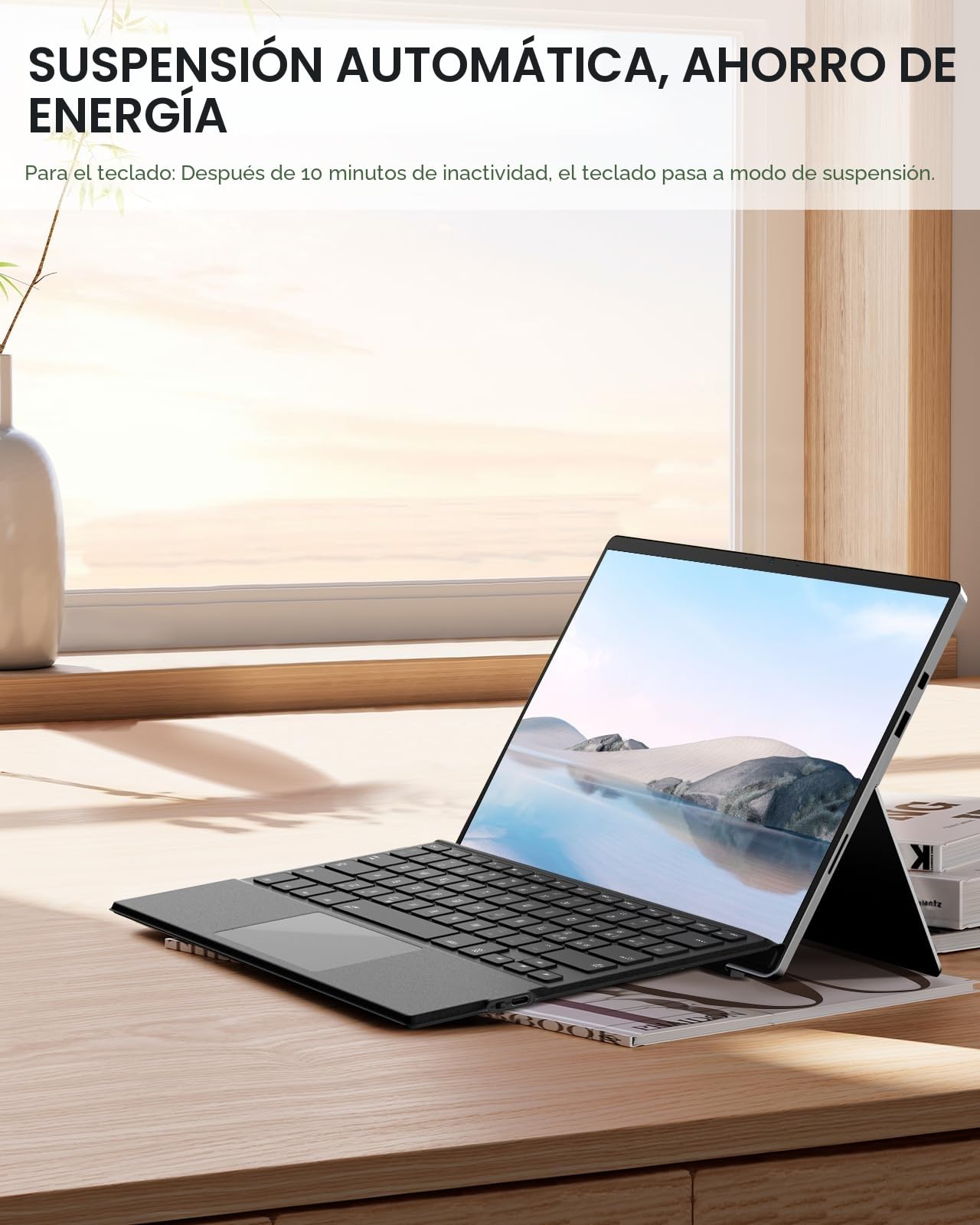 MoKo Teclado Bluetooth Español Ñ Solo para Surface Pro 7+/6+/5+/4+/3+, QWERTY Inalámbrico con Panel Táctil y Batería Recargable