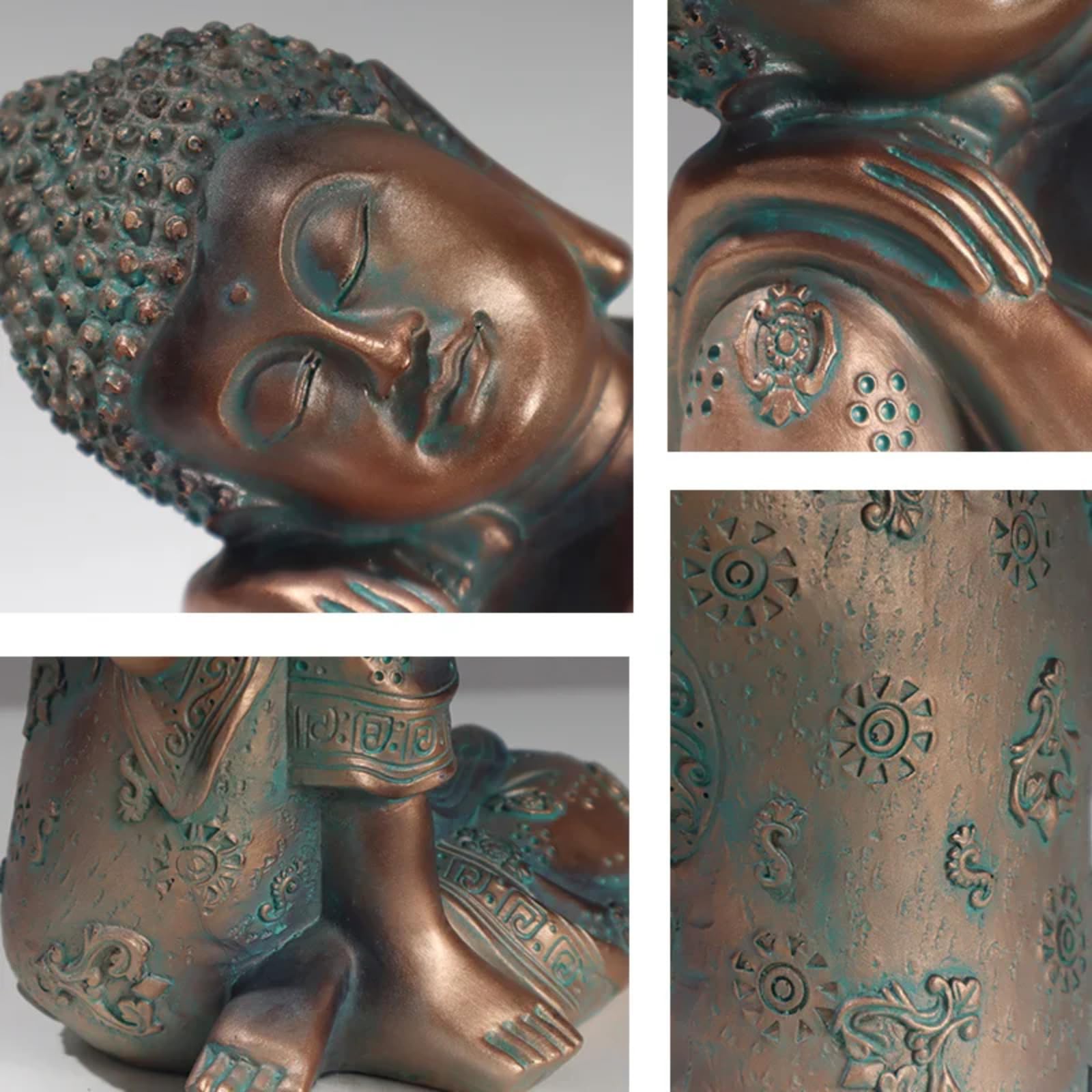 Statua di Buddha reclinabile in bronzo, 22 cm, per ingresso soggiorno, esposizione religiosa e ornamento Feng Shui