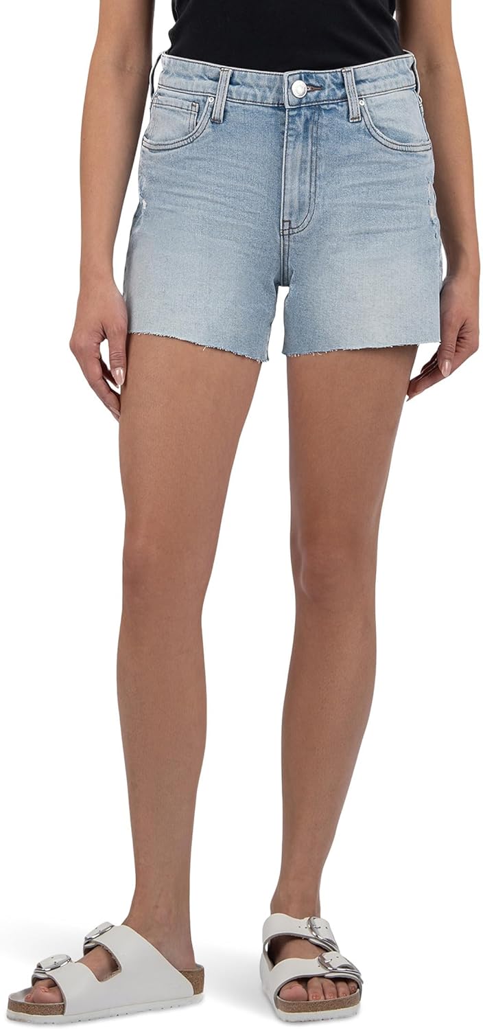 KUT from The Kloth Womens Jane High-Rise Long Shorts with Raw Hem - Image 2