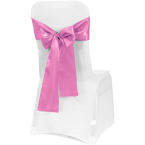 Obstal 10 PCS Satin Chair Sashes Bows for Wedding Reception- Universal Chair Cover Back Tie Supplies for Banquet, Party, Hotel Event Decorations