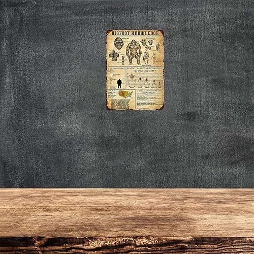 Miniatura 4 de Bigfoot Knowledge - Póster de metal con texto en inglés "Anatomy Of A Bigfoot", letrero de hojalata vintage, ciencia educación, escuela, cafetería,