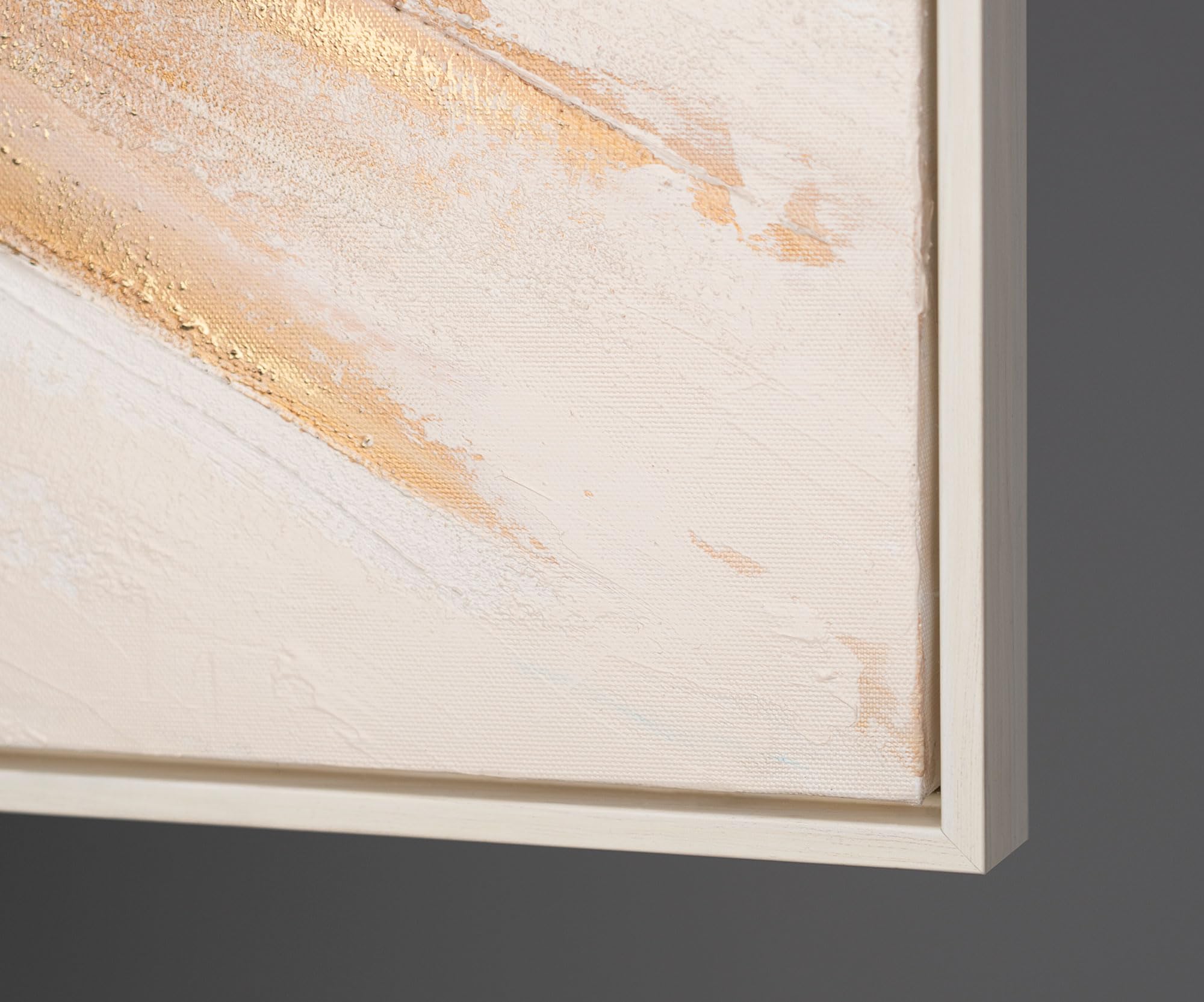 YS-Art Luxus bunte Abstrakt Acryl Gemälde auf Leinwand leinwand mit Rahmen beige handgemalt Wandbild Wohnzimmer modern Wohndekor Bilder Büro echte Kunst 100x50 cm