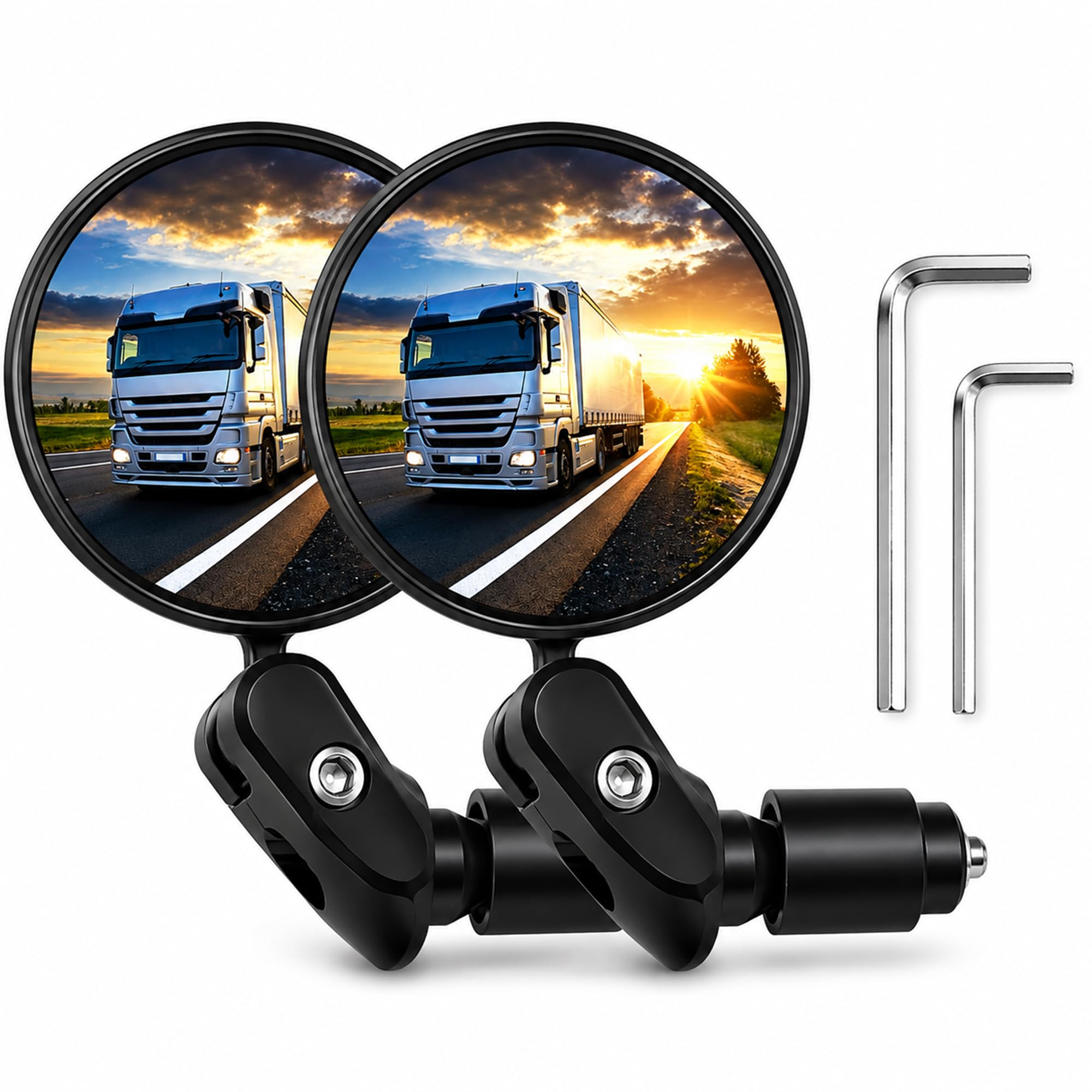 Bike Mirror 2 Pack Bar End Adjustable Rear View Mirror for MTB Road Bike