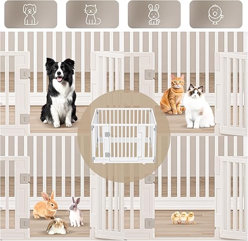 Miniatura 10 de Gupamiga Corralito plegable para mascotas, para perros, plástico pesado, corralito de ejercicio para interiores y exteriores, jaula plegable para