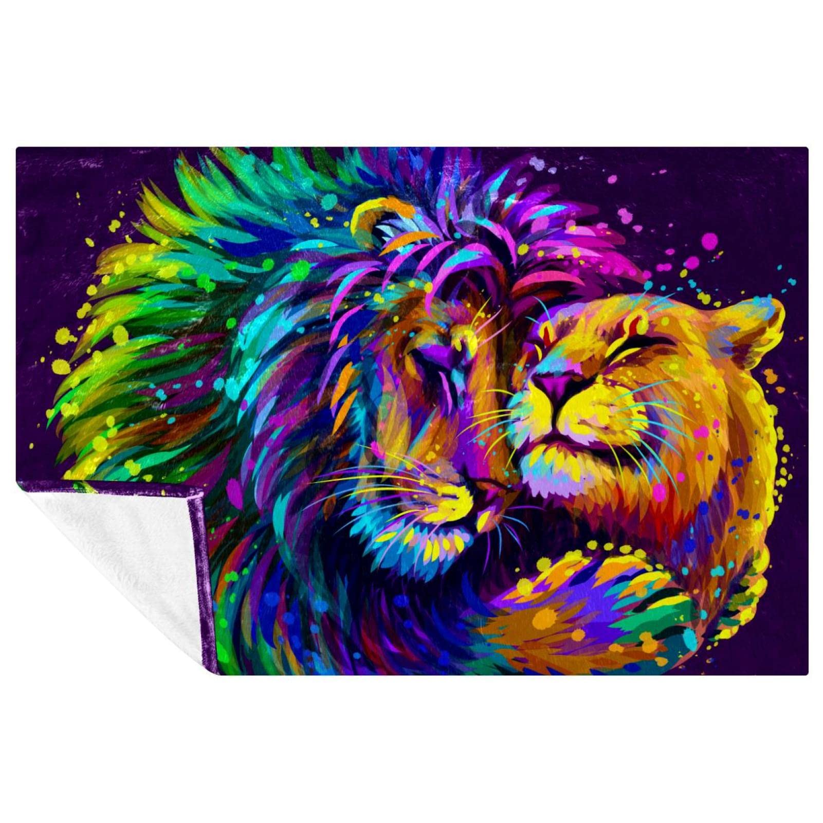 Couverture Pop Art Lions : un plaid doux et chaud plein de tendresse et d'énergie