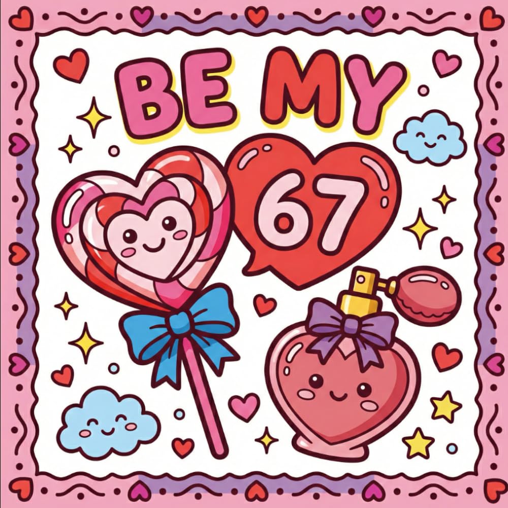 Be My 67 Meme Valentine's Day Coloring Book For Kids: A Cute Valentine’s Day With Six Seven Meme Coloring Book with Simple Kawaii Designs for All Ages (The 67 Valentine Coloring Books Series)