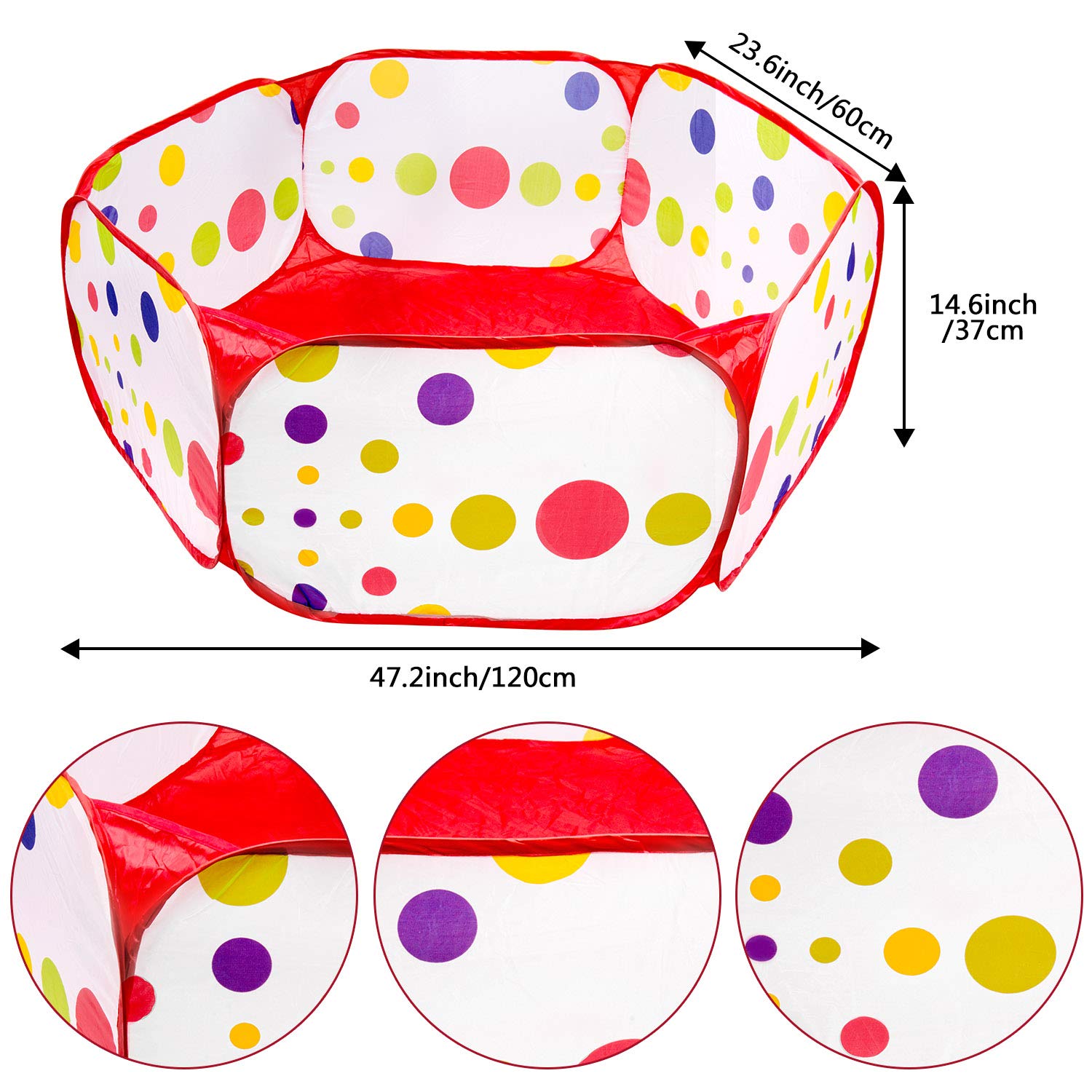 Piscine di palline per Bambini, 120CM Piscinetta da Gioco Pieghevole, Ball Pool, Piscina Tenda per Interni ed Esterni con Borsa Cerniera, Regalo per Ragazzi e Ragazze(Palline Non Incluse)