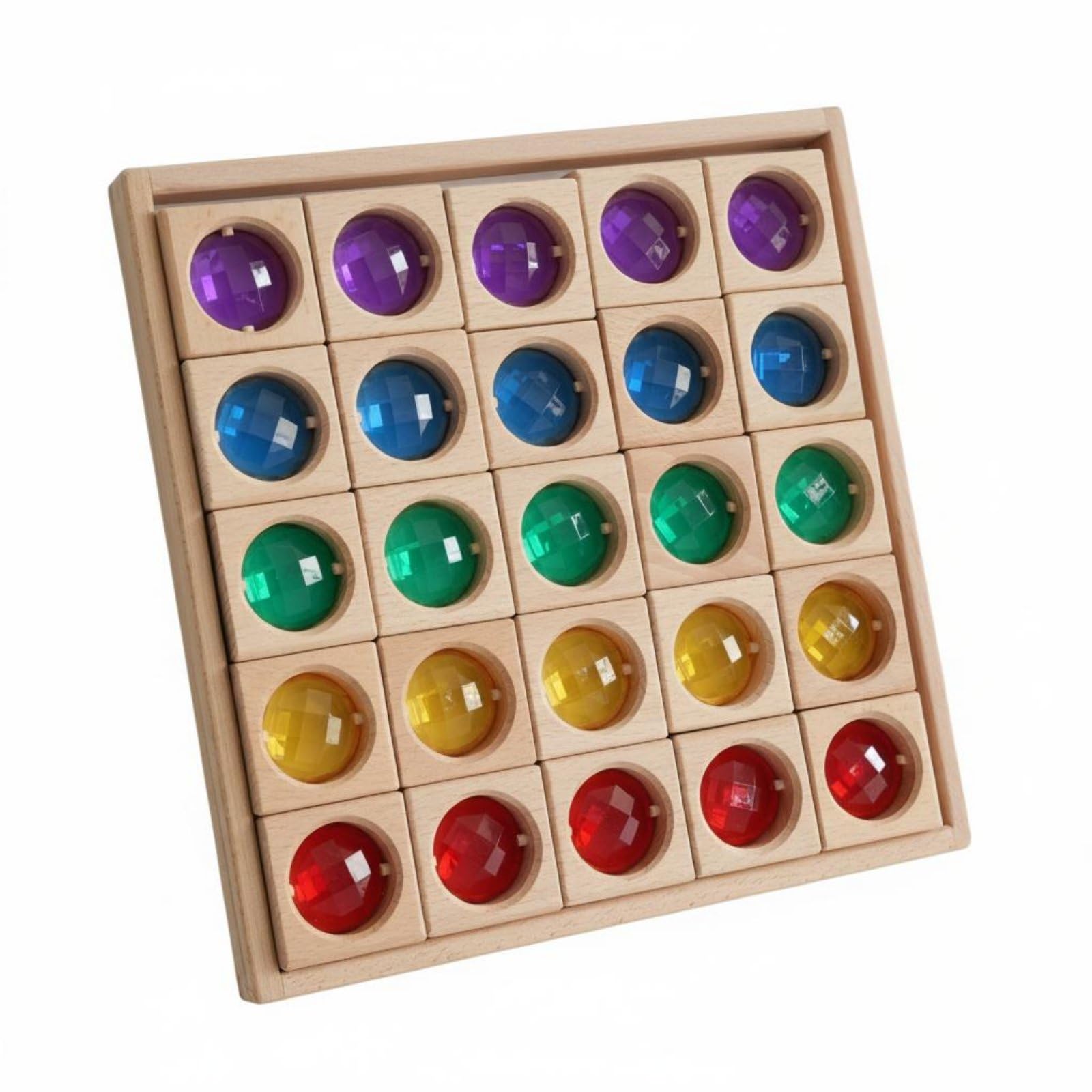 25 Stück Kinder Bausteine Lernspielzeug Holz Acryl Bausteine Spielsteine Bausteinset mit Bunten Transparent Einsätzen Erzeugt Leuchteffekte Beim