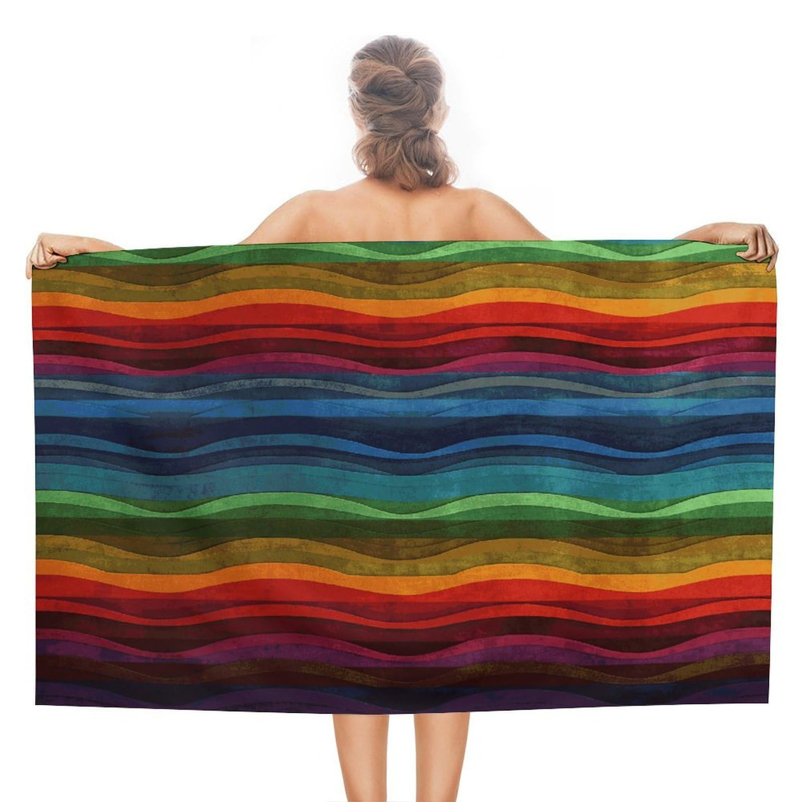 FekiLoot Rainbow Beach Towel Absorbent & Quick Dry Pool Towels 31 X 51 Inches Extra Large Sandfree Beach Blanket Towels Soft Lightweight Travel Towel for Swim Yoga Camping