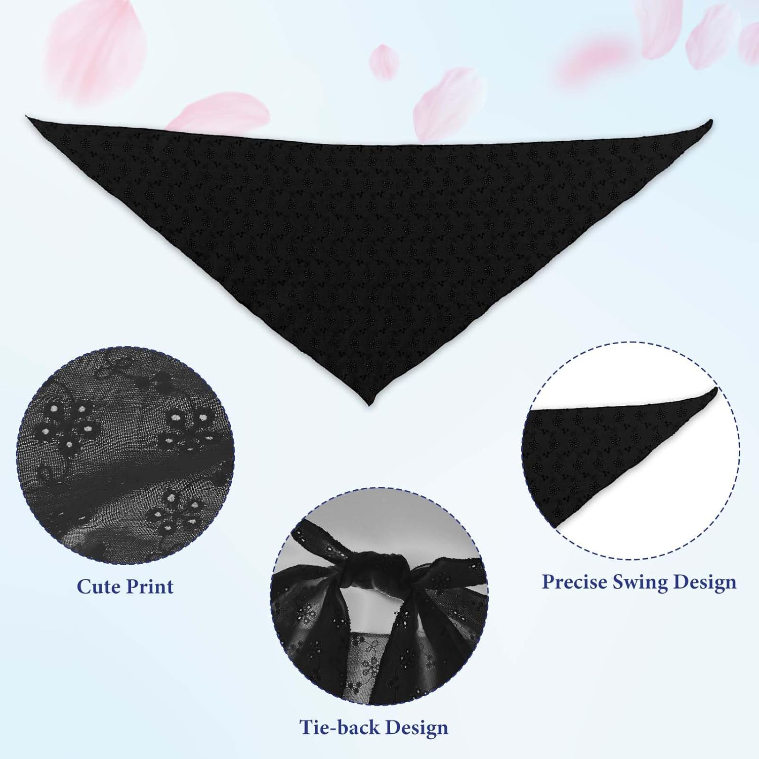 Headscarf for Women's Hair - Black Bandana Headband Scarf Head Scarf Hair Accessories for Women - Soft Cotton - Image 3