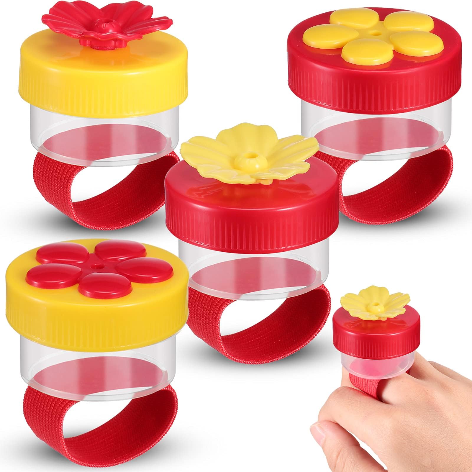 Zopeal 4 Pieces Hummingbird Hand Feeder Adjustable,Ring Style