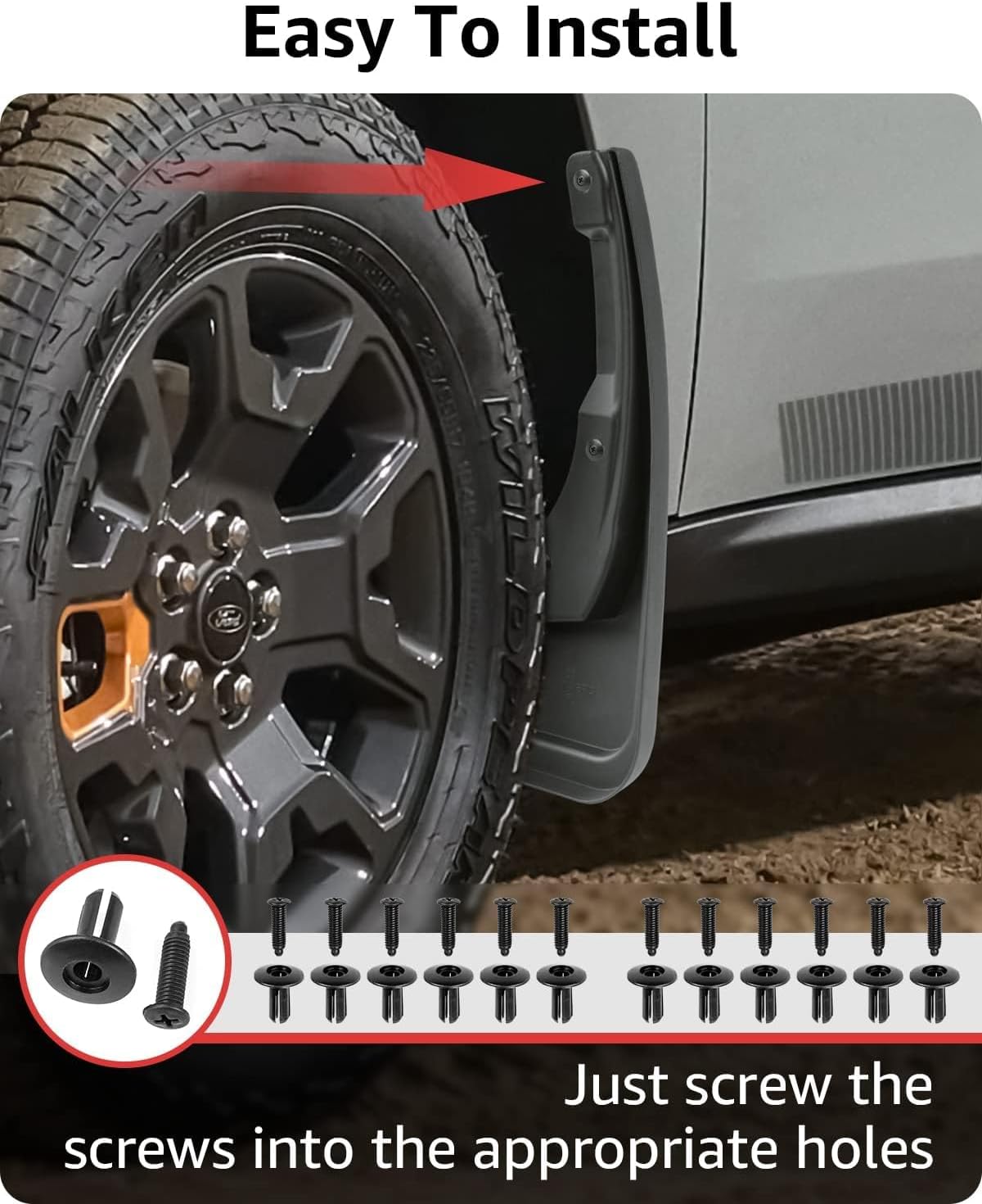 Ecarzo Mud Flaps for 2026 2025 2024 2023 2022 Maverick Accessories, No Drilling All Weather Guard Mud Guards Splash Front & Rear 4pc Set