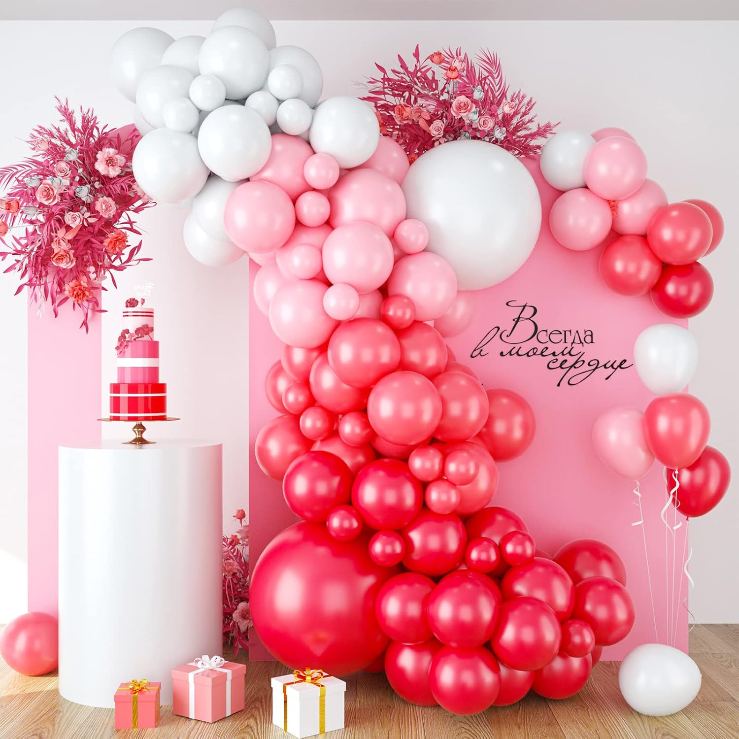 Amazon.com: Red Pink Balloon Arch & Garland Kit - White Pink Macaron ...