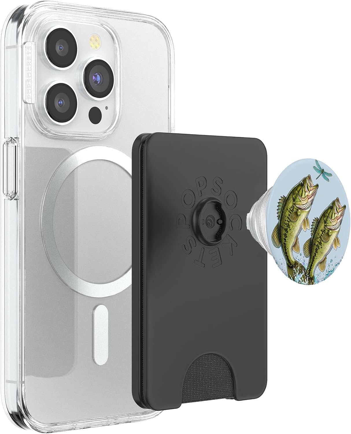 Largemouth Bass Jumping Dragonfly Topwater Angler Fishing PopSockets PopWallet for MagSafe image 3