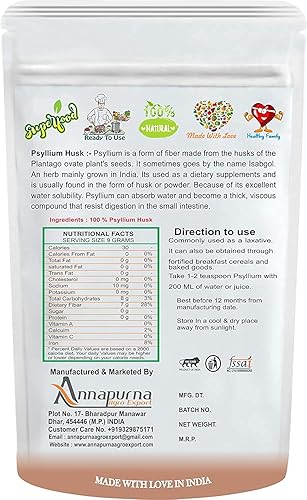 Miniatura 2 de B Naturall 99% cáscara de psyllium  cáscara de Isabgol (Sat - Isabgol) Soporte de fibra - 500 GM por B Naturall