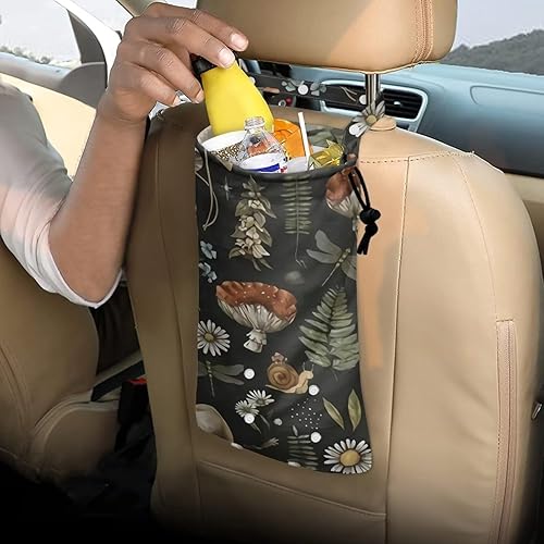 DISNIMO Bote de basura plegable con hojas de hongo, cubos de basura colgantes para automóvil, a prueba de fugas, bolsa de almacenamiento para