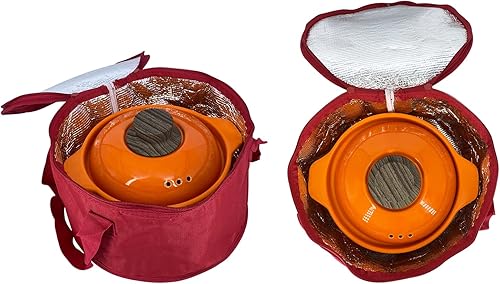 Miniatura 2 de Paquete de 2 cazuelas térmicas redondas aisladas de gran tamaño, portador de pasteles, bolsa de almuerzo para comida, picnic, bolsa térmica para