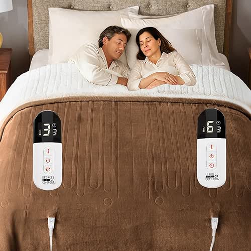Degrees of Comfort Sherpa Plush Dual Control Electric Blanket Queen