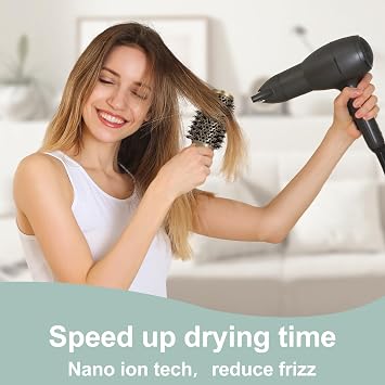 Round Brush for Blow Out, Boar Bristle Round Hair Brushes for Women Bangs | Curly Hair Roller Brush for Blow Drying, Nano Thermal Ceramic & Ionic Tech (2.9 inch,Barrel 1.7inch,45mm)