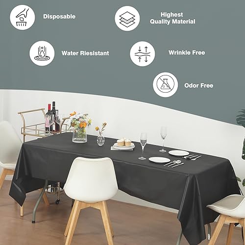 Miniatura 3 de Paquete de 12 manteles de plástico resistentes, reutilizables., Negro