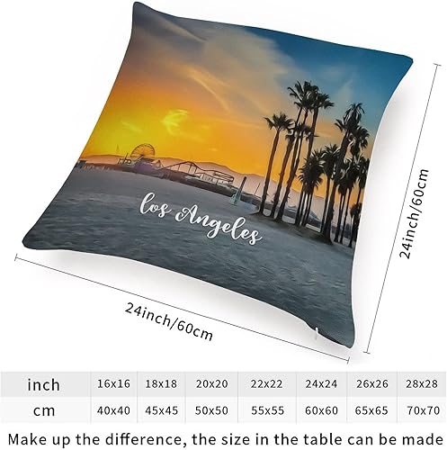 Miniatura 2 de USA City Los Ángeles - Cojín decorativo para el hogar, con cremallera cuadrada, recuerdo de la ciudad, funda de cojín de viaje de ciudad