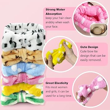 6 Pcs Spa Headbands for Washing Face